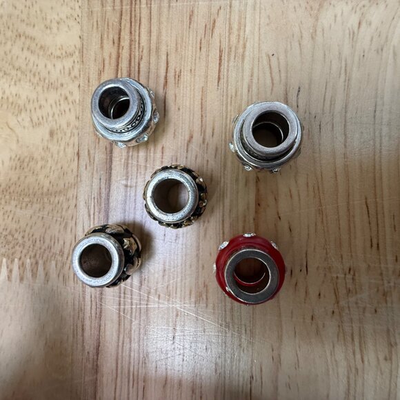 Brighton Set Of 5 Beads & Spacers Silver Black Red Gold Crystal Accents - Picture 9 of 16